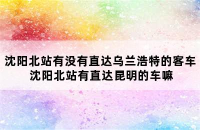 沈阳北站有没有直达乌兰浩特的客车 沈阳北站有直达昆明的车嘛